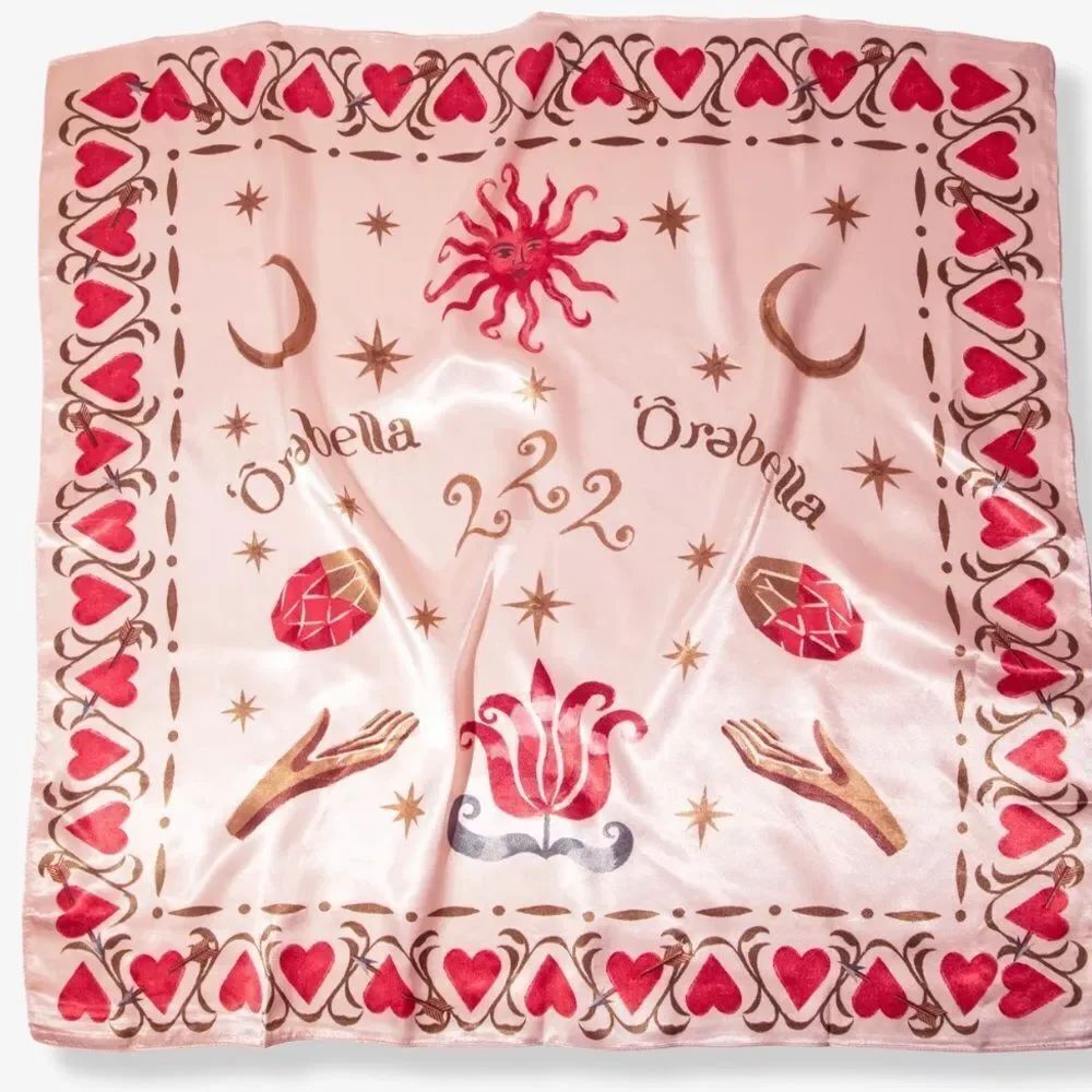 Orabella Scarf Bella Hadid brand Hearts 💕 Pink & Red